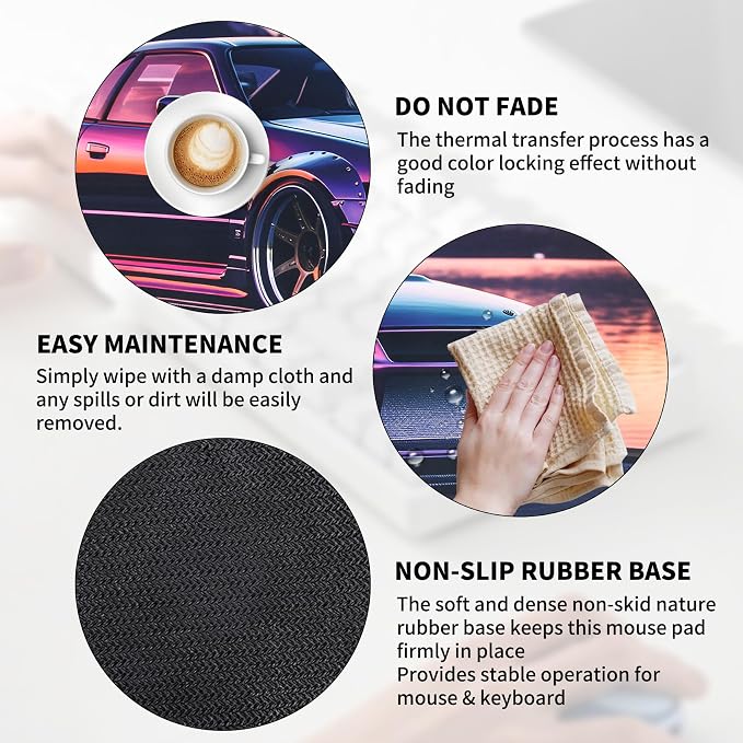 JDM Car R34 Large Mouse Pad, 35.4" x 15.7" Japanese Car Purple Sea Cool Desk Mat Computer Accessories Gaming Office Organizers Supplies Decor Essentials Keyboard Pads for Desk Rubber