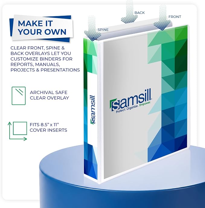 Samsill 1.5 Inch 3 Ring Binder, Economy Round Ring, Clear View Cover, 325 Sheet Capacity - for School, Home, Office - White