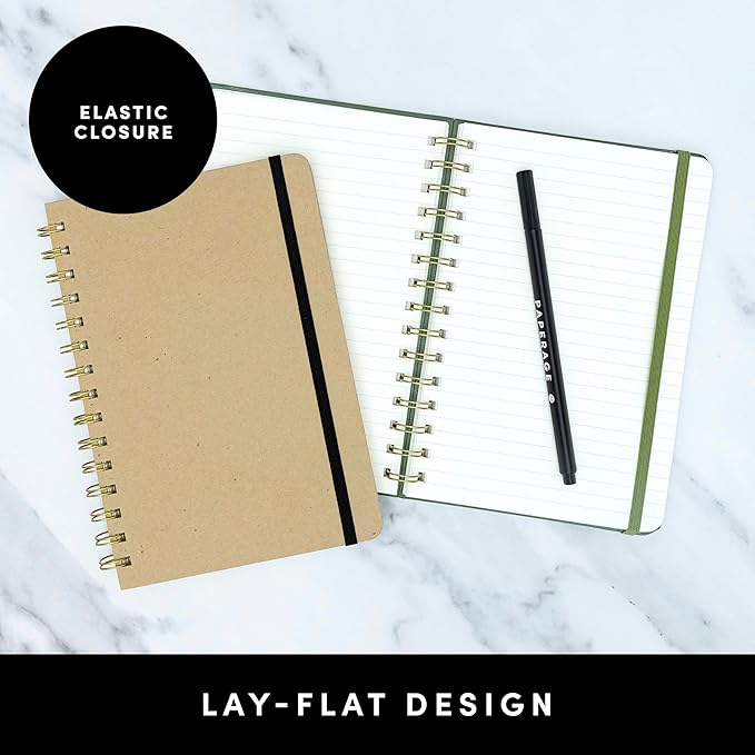 PAPERAGE Lined Spiral Journal Notebook, (Navy), 160 Pages, Hardcover Journal for Women & Men, Medium 5.5 in x 8 in - 100 GSM, Thick Paper, Spiral Notebook for Work, School & Journaling