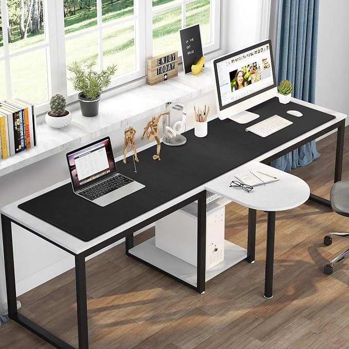Cacoy 63" x 15.7" Large Leather Desk Mat, Multifunctional Computer Desk Pad, Waterproof PU Leather Mouse Pad, Extended Desk Writing Mat for Office and Home (Black)