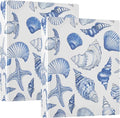 Blue Seashells Ocean Nautical Coastal 3 Ring Binder with 2 Interior Pockets 1.5 inch Binders 3 Ring Heavy Duty Fit 8.5" x 11" Letter Size for Office School, 2 Pack