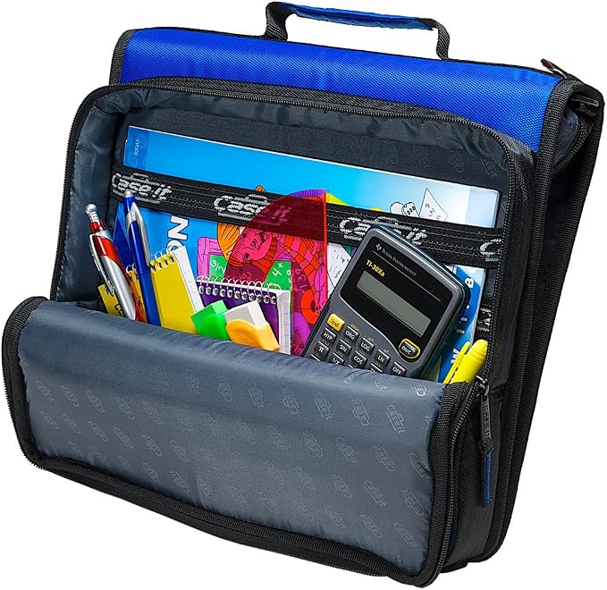 Case-it School Zipper Binder | 2-Inch O-Rings | 400-Sheet | LT-007 Purple | Universal, 13-Inch Laptop/Tablet Padded Pocket, Multiple Storage Pockets, Shoulder Strap, School & Office Organizer