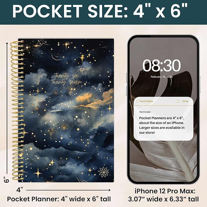 bloom daily planners 2026-2027 Academic Year Pocket Planner (July 2026 - July 2027) 13 Months - SMALL 4” x 6” Weekly Monthly Agenda Organizer & Calendar Book - Midnight Sky