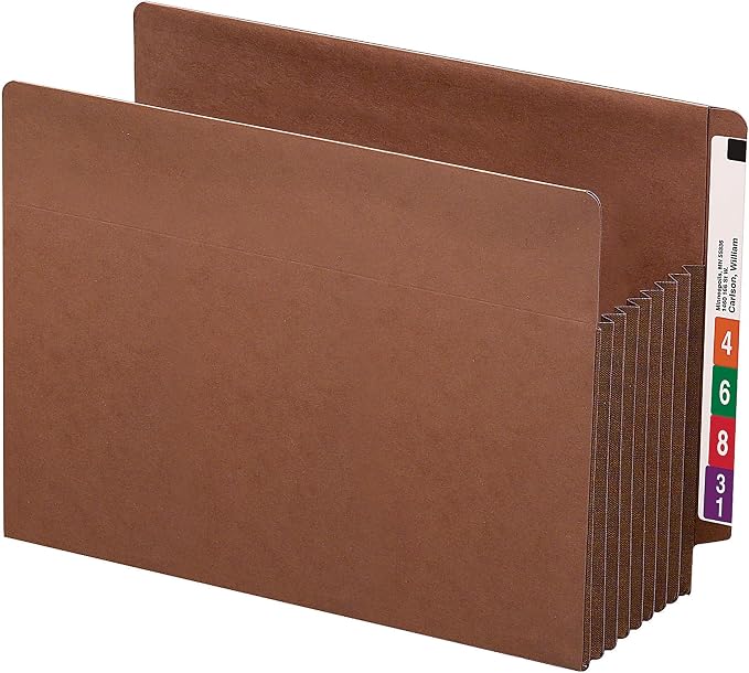 Smead End Tab TUFF® File Pocket, Reinforced Straight-Cut Tab, 7" Expansion, Tyvek® Gusset, Extra Wide Letter Size, Redrope, 5 per Box (73795)