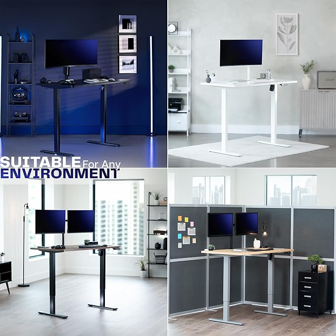 VIVO Electric 71 x 30 in Standing Desk, Memory Height Adjustment, 1B Series, Holds 220 lbs, Light Wood Top White Frame, DESK-KIT-1W7C