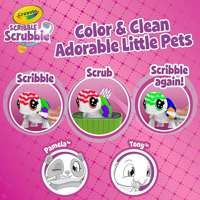 Crayola Scribble Scrubbie Pets Scented Spa, Animal Toy Playset, Includes Washable & Scented Markers, Gifts for Girls & Boys, Ages 3+ | Includes Washable & Scented Markers, Gifts for Girls & Boys, Ages 3+