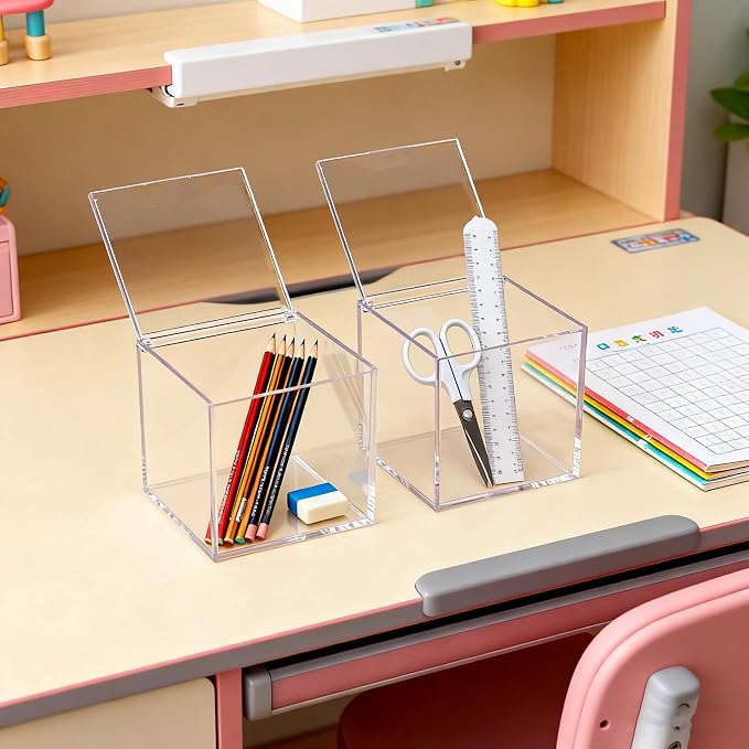 KissYou Acrylic Boxes with Hinged Lid Clear Lucite Boxes Acrylic Display Box for Gifts Treats Candies & Accessories, Plastic Storage Boxes