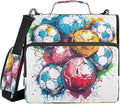 Football Waterproof Zipper Binder with Shoulder Strap, 3-Ring Trapper Keeper with Lay-Flat Design and Multiple Compartments for School & Office, Adults & Kids