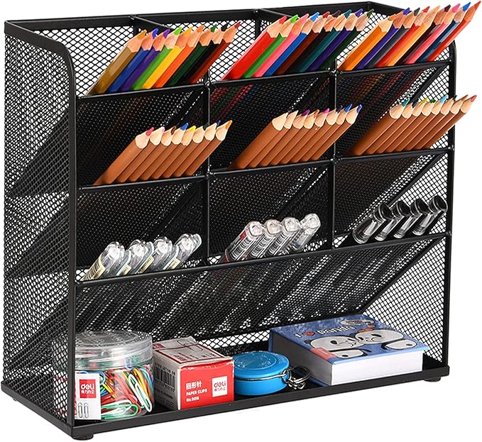 Marbrasse Mesh Desk Organizer, Multi-Functional Pen Holder, Desktop Stationary Organizer, Storage Rack for School Home Office Art Supplies (Mesh Pen Holder)