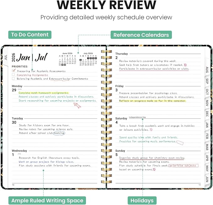 ZOTIA Planner 2026-2027, Jul 2026-Jun 2027 Weekly & Monthly Calendar