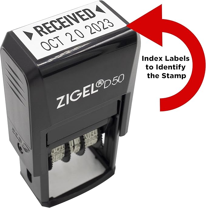 ZIGEL D50 Date Stamp with Paid - Self Inking Date Stamp - Black