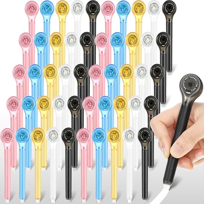 Gersoniel 50 Pack Correction Tape Pen for School Office,Bright Color