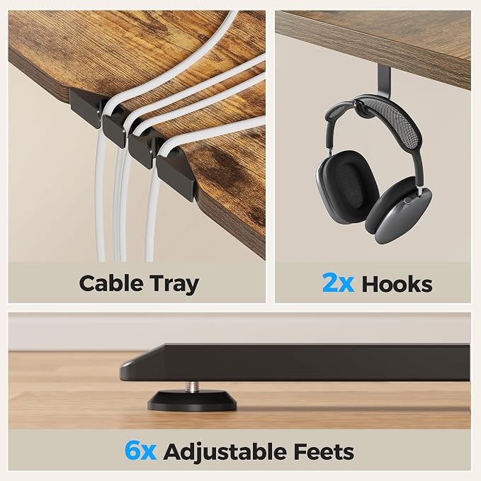 Agilestic L Shaped Standing Desk 63 inch Adjustable Height, Electric Corner Standing Desk, Sit Stand Computer Table with Splice Board, Rustic Brown | Corner Desk, Ample Workspace, Memory Presets, Hooks, Stable Steel Frame,176 lbs Capacity, Easy Assembl...