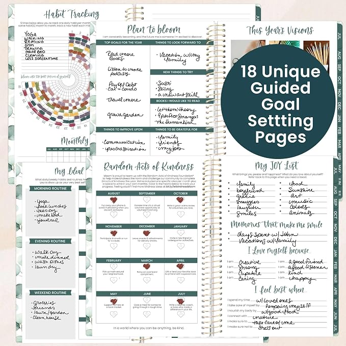 bloom daily planners 2026-2027 Planner - Academic Year (July 2026 - July 2027) Monthly & Weekly Soft Cover Planner for Women - 13 Month Inspirational Agenda Book with Stickers - 5.5" x 8.25" - Boho Greenery