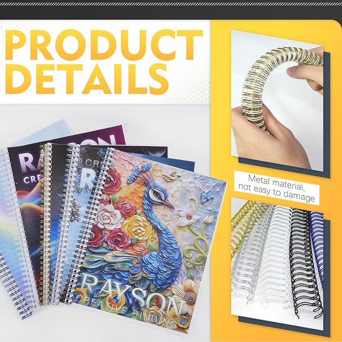 Rayson Wire Binding Spines, 3/4" 3:1 Pitch, 32-Loop, Multicolor, 50 Pack | Includes black, gold, blue, white and silver; select 3/4" size for thick documents and compatible 3:1 pitch binders.