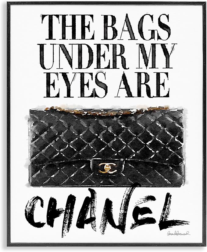 Stupell Industries Glam Bags Under My Eyes Black Bag Oversized Framed Giclee Texturized Art, Proudly Made in USA | Stupell Industries · By Amanda Greenwood · Ready to hang · Fun gift for fashion lovers · Made in USA