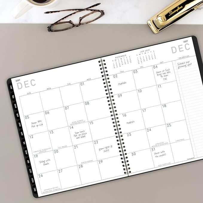 AT-A-GLANCE 2027 Planner, Weekly & Monthly, 8.25" x 11", Contemporary Lite, Black (7095XL0527)