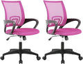 BestOffice | Ergonomic Office Chair | Mid-Back Swivel Desk Chair | Breathable Backrest & Lumbar Support | Adjustable Height | Sponge Seat | Rolling Wheels | Pink | for Adults & Women | Pack of 2