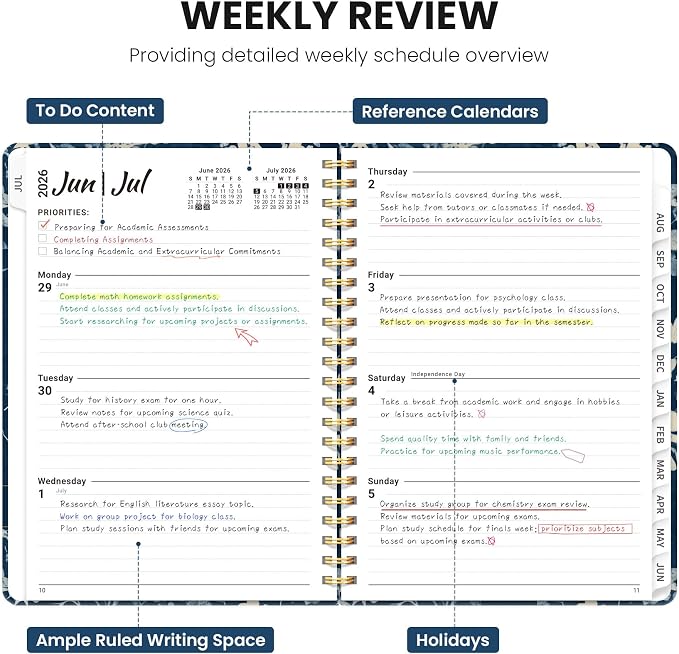 ZOTIA Planner 2026-2027 Weekly & Monthly Calendar Planner Jul 2026-Jun 2027
