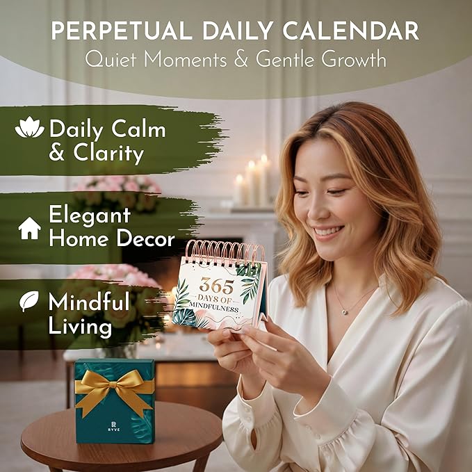 Mindfulness Desk Calendar for Women, 365 Perpetual Days of Self Care & Calm | Inspirational Gifts for Women, Daily Mindful Prompts, Reflections & Quotes, Meditation Desk Decor, Gratitude & Calm