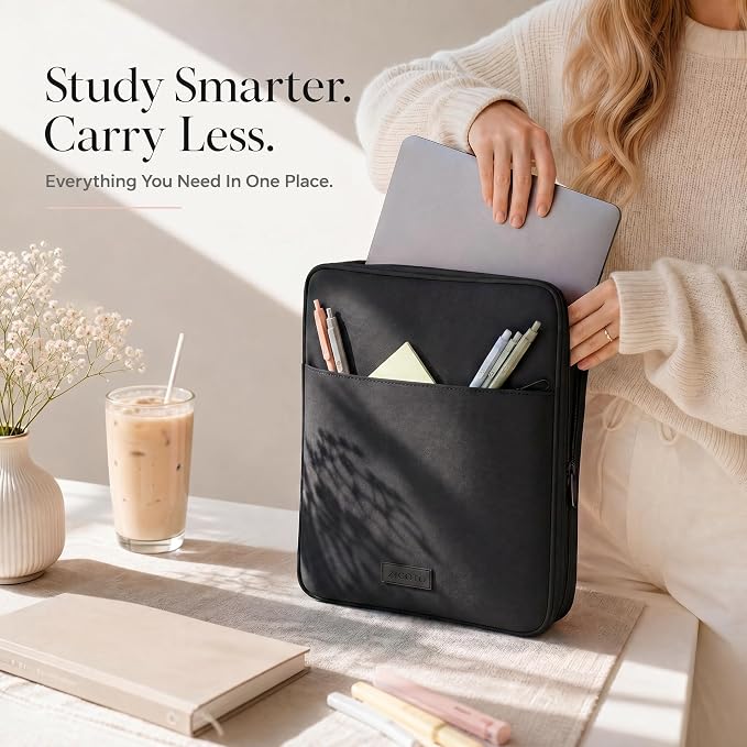 Sturdy 3 Ring Zipper Binder with Strap for School - Beautiful 1 Inch Zip Up Binder with 5-Tab Dividers Holds 420 Sheets, Books & Laptop - Easy to Carry Trapper Keeper Made of Premium Fabrics