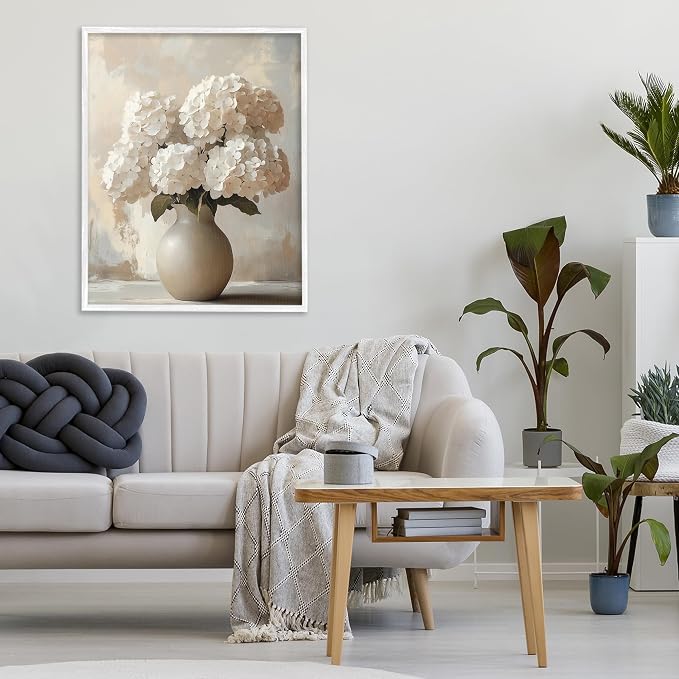 'Vase of Hydrangeas in Bloom'| Framed Giclee Art | Stupell Industries | White, 24 x 30 Inches, Easy to Hang and Sturdy, Made in USA, by LSR Design Studio