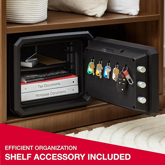 SentrySafe Fireproof and Waterproof Large Safe with Digital Keypad, Override Key, and Adjustable Shelf for Home, Dorm, or Office, 0.81 Cubic Feet, FPW082HSB