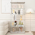 FLYMUHJIA Curio Cabinets with Tempered Glass Doors - 5-Shelf Double Door China Cabinet for Display and Collectibles - White