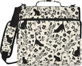 Flowers Cat Print Zipper Binder File Organizer Bag 3 D-Ring | with Shoulder Strap, Holds 500 Sheets & 14in Laptop, 3 Ring Binder for Office Supplies