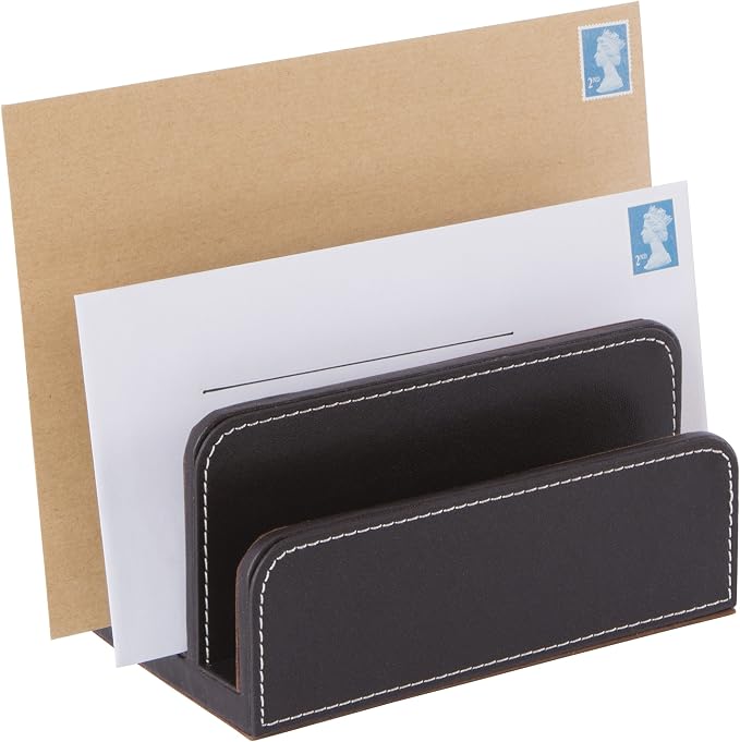 Osco Brown Faux Leather Letter Holder
