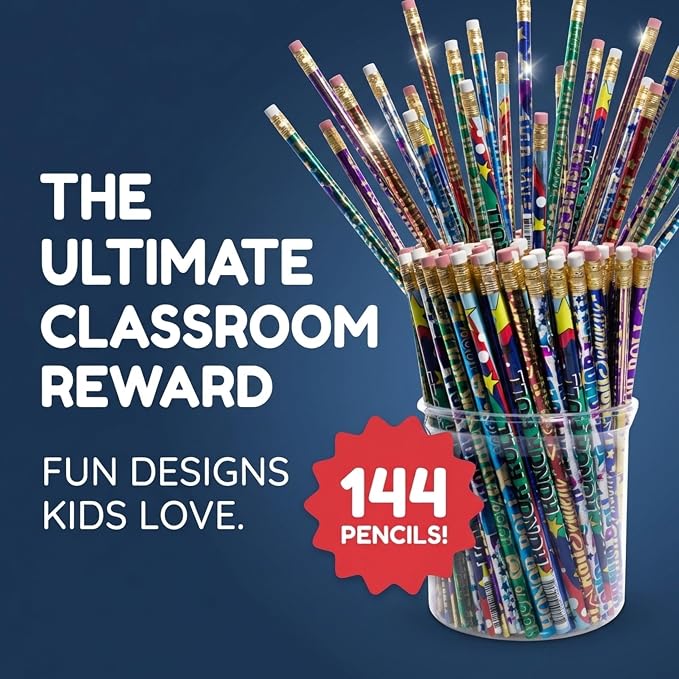 Anderson's Honor Roll Pencil Tub, Fun & Colorful Pencils, Perfect for School Supplies, Classroom Rewards, Creative Writing, Party Favors, and Motivational Gifts, Set of 144