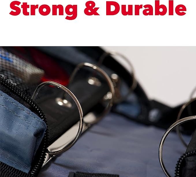 Case-it The Dual 2-in-1 Zipper Binder Two 1.5-Inch D-Rings, 600 Sheet Capacity, Pencil Pouch & Multiple Pockets School & Office Organizer with Shoulder Strap Dual-101 Fire Engine Red(Pack of 6)