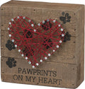 Primitives by Kathy Distressed Wood Slat Sign - 'Pawprints' with Hand-Strung Heart, Wall Art & Desk Decor for Home