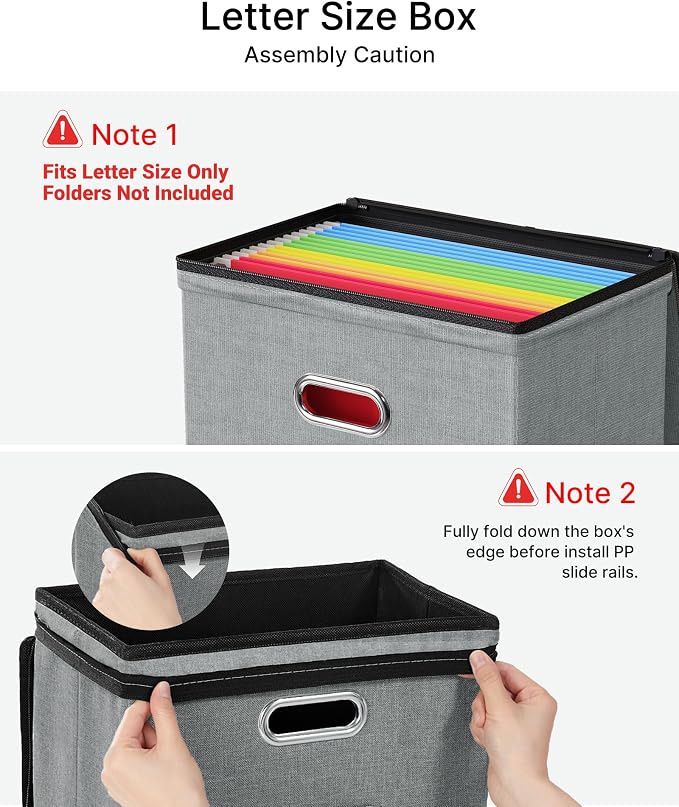 Oterri File Box Small 2-Pack Mesh Pockets Hanging Organizer for Letter-Size | Dustproof Lid. 3 Mesh Pockets. Collapsible Scratch-Resistant GRS Linen. Slide Rails. Office, Home, Dorm