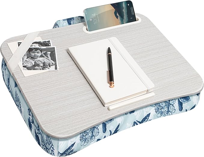 LAPGEAR Designer Lap Desk – Blue Blossoms, Fits 15.6” Laptops