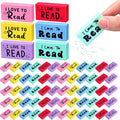 Dunzoom 200 Pcs Inspirational Erasers for Kids Back to School Gifts I Love to Read Small Colorful Pencil Erasers for Students Classroom Cute Motivational Gift for Drawing School Office Supplies