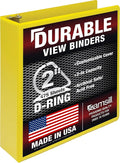 Samsill Durable 2 inch 3 Ring Binder, D Ring Binder, 100% Recycled Chipboard, Yellow