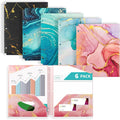 Binditek 6 Pack Plastic Folders with 2 Pockets, 3-Hole, Marble Colors | Letter Size, 2-Pocket File Folders with Card Slots, Waterproof, Fits 3 Ring Binders, School and Office Supplies