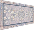 Floral Aesthetic Rose Gaming Mouse Pad, Purple Rug Desk Mat with Anti-Slip Base & Stitched Edges, Office & Home Desk Decor for Women, 35.4" x 15.7" in Computer Desktop Mat