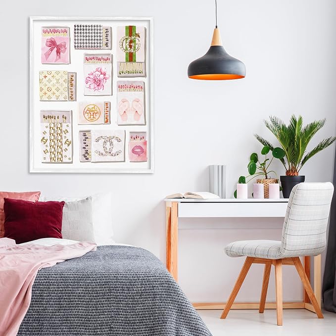 'Glam Girl Matchboxes'| Framed Giclee Art | Stupell Industries | White, 24 x 30 Inches, Easy to Hang and Sturdy, Made in USA, by Ziwei Li