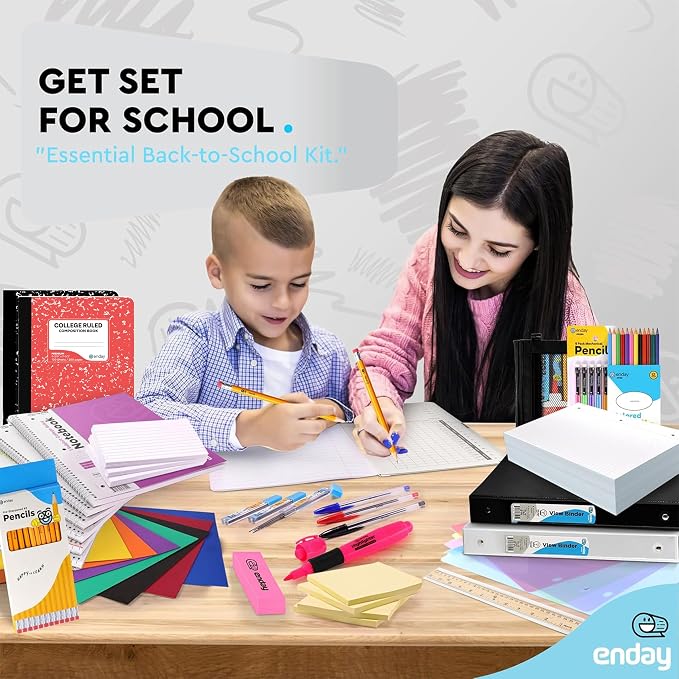 Enday Back to School Supplies High School Kit -87 Piece School Supplies Box