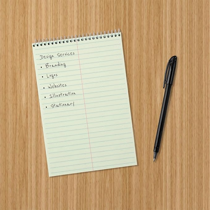 Amazon Basics Steno Notebooks, Gregg Rule, Green Paper for Notes, 80 Sheets, 6" x 9", 12-Pack