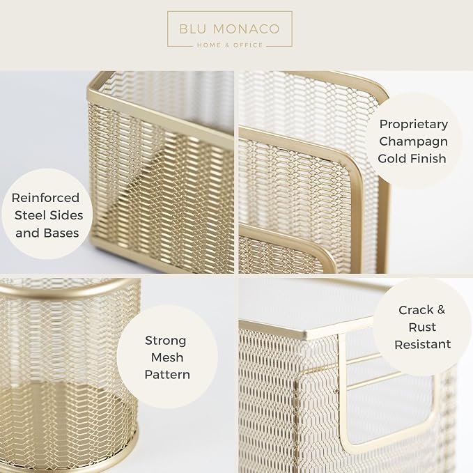BLU MONACO | Gold Desk File Folder Organizer Set | Desktop Hanging File Organizer with Letter Size Holder | Hanging File Folders Organizer Office Accessories
