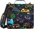 Colorful Video Game Controllers Zipper Binder for School with Shoulder Strap & Extra Pockets - 1.5 Inch 3-Ring Binder Holds 500+ Sheets, Textbooks, Laptop