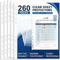 260 Pack Clear Sheet Protectors 8.5 x 11 Inch Easy-Open, Transparent Plastic Page Sleeves for 3-Ring Binders, Bulk Pack for Business, Office, School & Classroom Use - Durable & Smooth