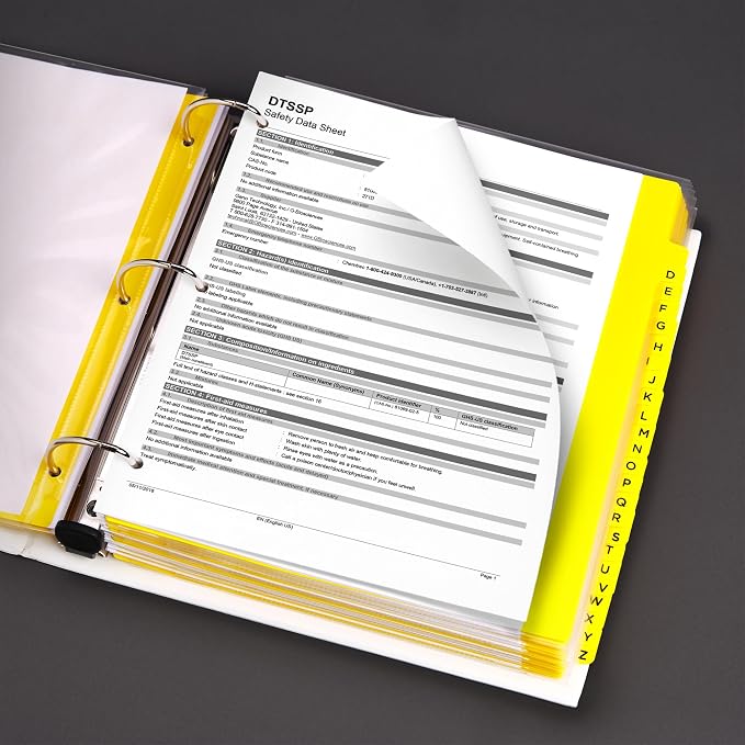 Avery® Heavy-Duty SDS Binder, 2" Rings, 1 Yellow/Red Border Binder | For Heavy School, Industrial and Office Use, DuraHinge Tear-Resistant Spine, DuraEdge Split-Resistant Sides, Nonstick Cover