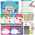 ROYFACC Grooved Writing Books Groove Handwriting Practice for Kids 3-8 Large Reusable Groove Workbooks Tracing Books Preschool Learning Letter Number Math Drawing with Disappearing Ink Pens, 6 Books