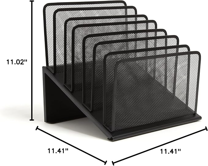 TRU RED Wire Mesh File Organizer, 7‑Compartment – Vertical Desktop Sorter for Files, Folders & Mail