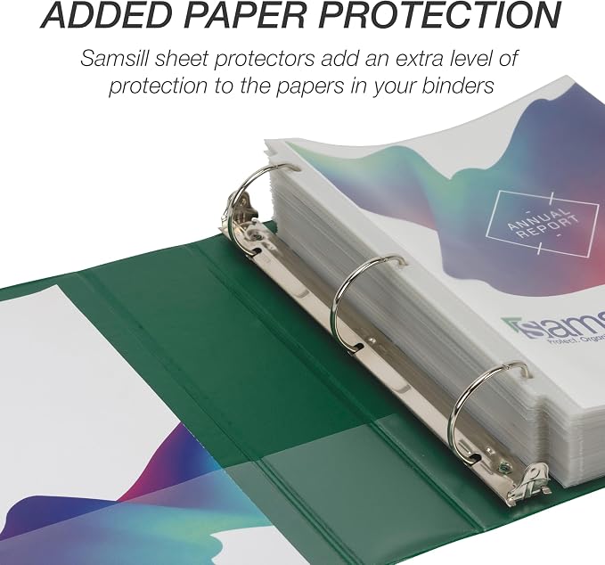 Samsill Durable 2 inch 3 Ring Binder, D Ring Binder, 100% Recycled Chipboard, Green, 12 Pack