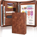 Calfinder 3 Ring Leather Binder with Zipper, Leather Portfolio for Men & Women, Business Padfolio Organizer for Interview, Resume & 13 inch Laptop